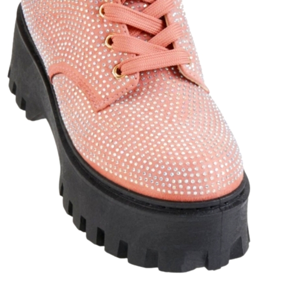 RHINESTONE ☆ CLUB STOMPS ☆ POUCH STRAP ☆ BLUSH LUG BOOTS ☆ NWT - Picture 5 of 12